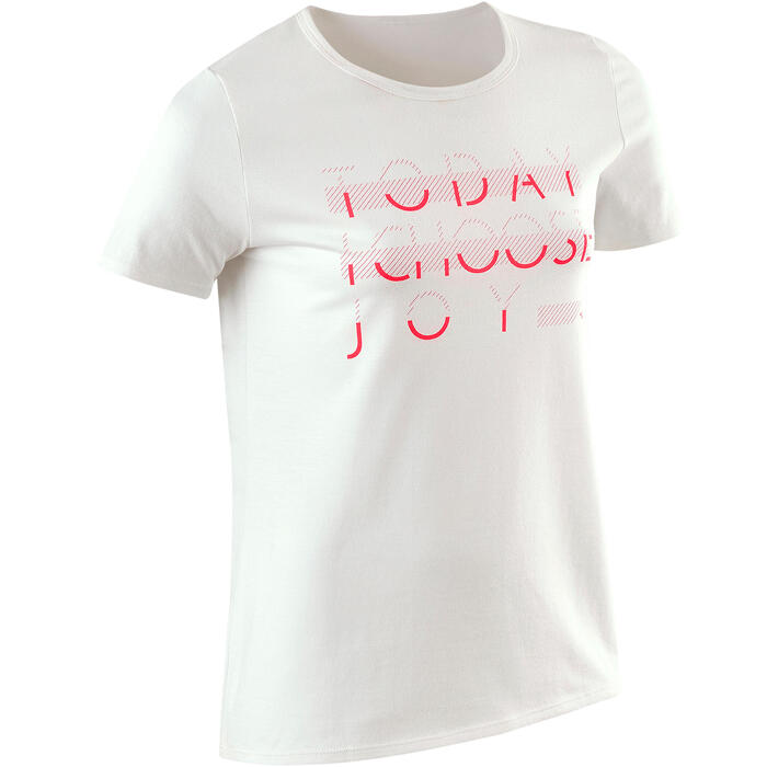 Camiseta Basica Manga Corta 100 Nina Gimnasia Infantil Blanco