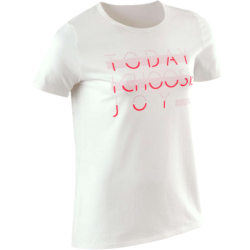 GIRL EDUCATIONAL GYM APPAREL Fitness and Gym - 100 Girls' Gym T-Shirt White DOMYOS - Gym Activewear