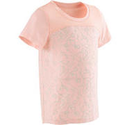 Camiseta de manga corta gimnasia infantil 500 DRY rosa