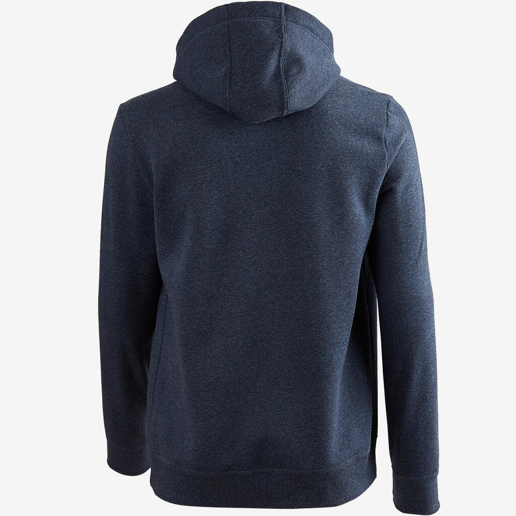 Men's Straight-Cut Zip Hoodie With Pocket 500 - Blue