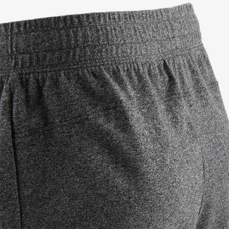 Fitness Long Slim-Fit Stretch Cotton Shorts with Zip Pockets - Dark Grey