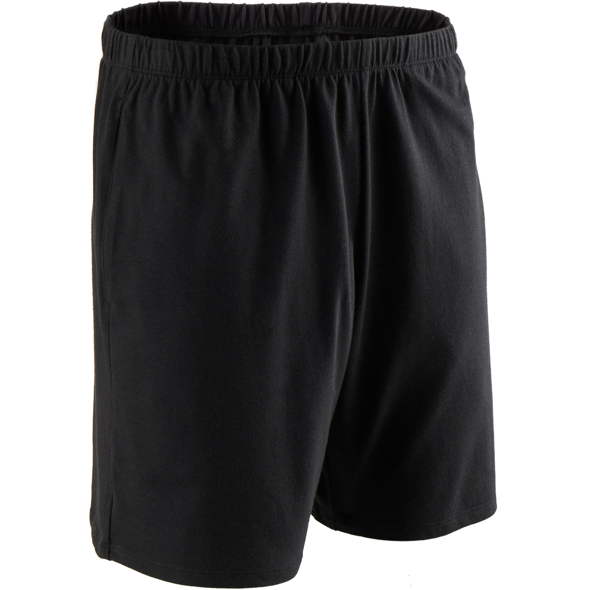 Short Fitness homme coton droit avec poche cles 100 noir court DECATHLON El Djazair