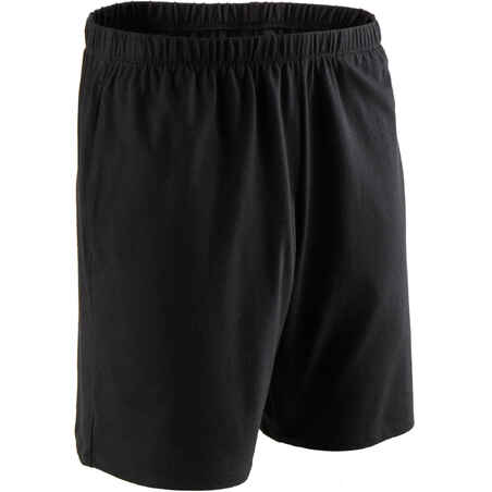 Short Fitness homme coton droit avec poche clés - 100 noir court