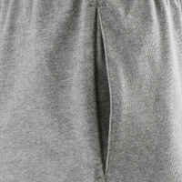 Men's Short Straight-Cut Cotton Fitness Shorts 100 With Key Pocket - Grey