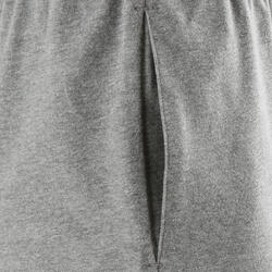 Short Fitness homme coton droit avec poche clés - 100 gris court