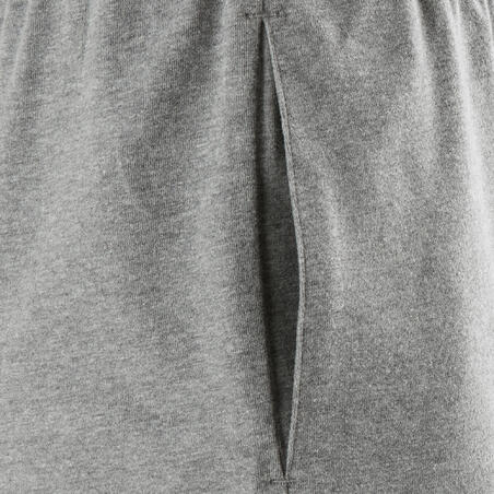 Short Fitness homme coton droit avec poche clés - 100 gris court