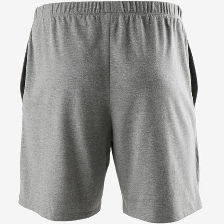 Short Fitness homme coton droit avec poche clés - 100 gris court