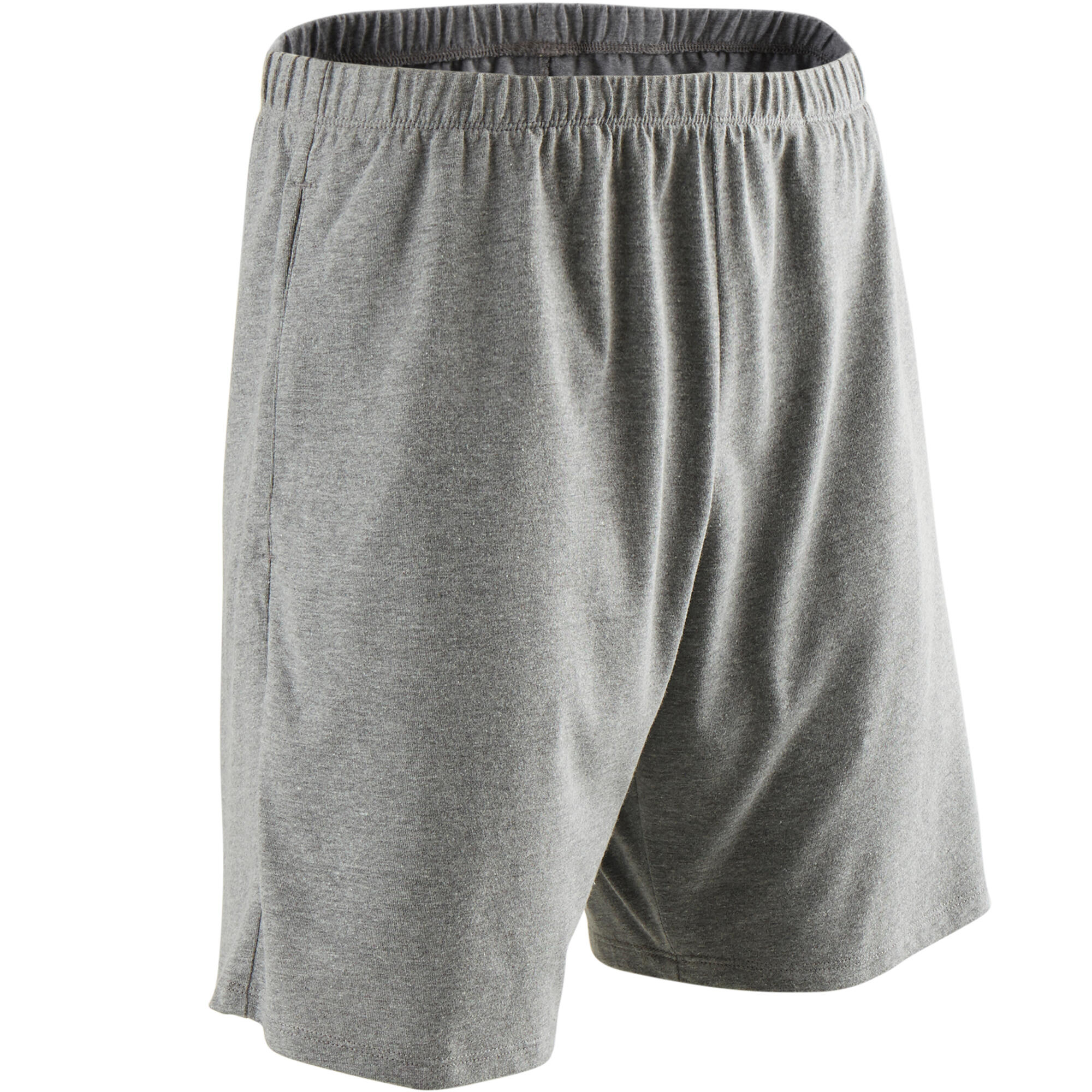 Pantalon scurt regular 100 Fitness bumbac gri deschis bărbați decathlon.ro
