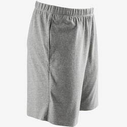 Short Fitness homme coton droit avec poche clés - 100 gris court