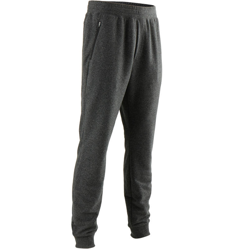 Men's SlimFit Jogging Bottoms 500 Dark Grey