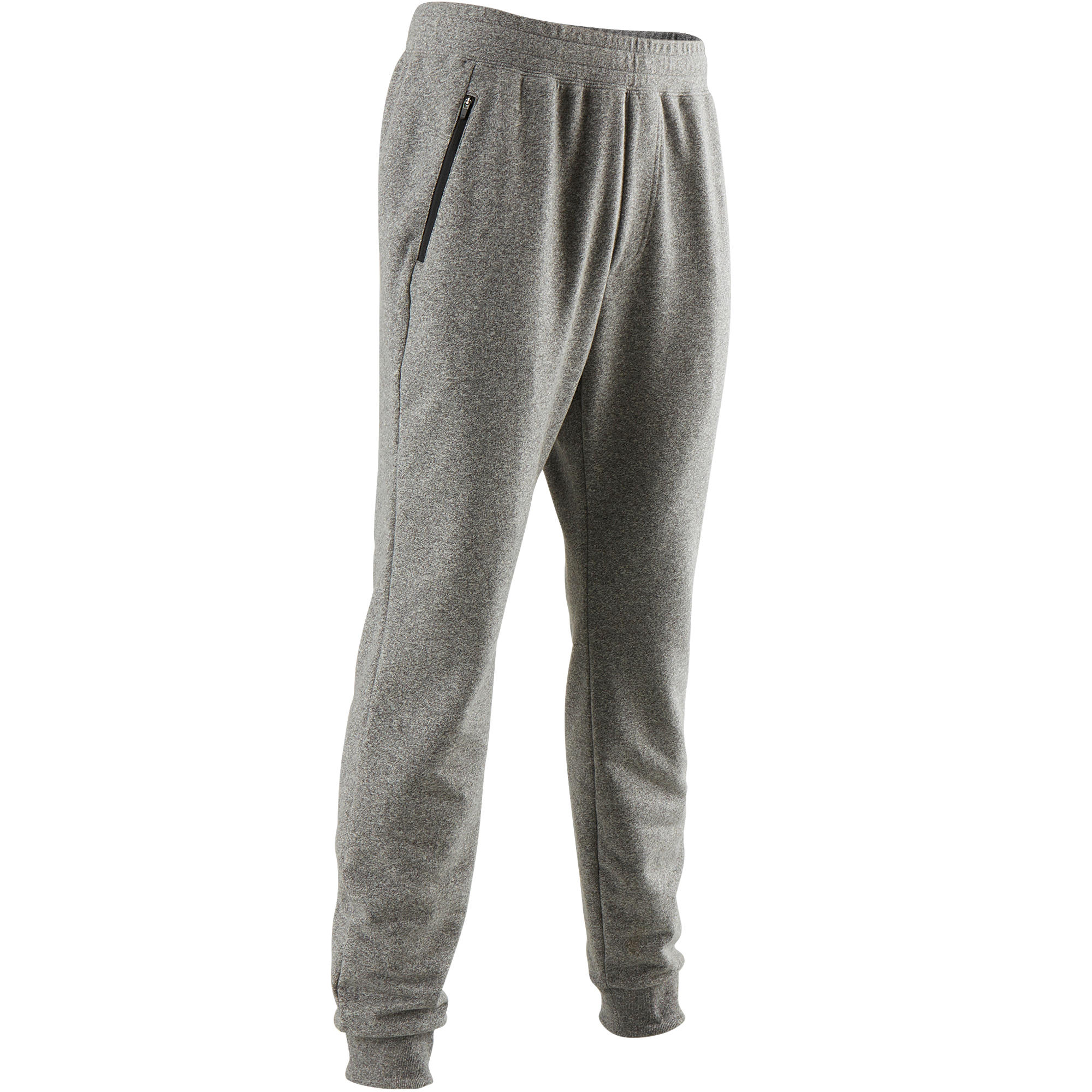 Pantalón 500 slim cierre pilates y gimnasia suave hombre gris claro -  Decathlon
