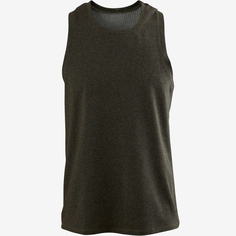 MAN GYM, PILATES APPAREL Activewear - 500 Gym Tank - Mottled Khaki NYAMBA - Men