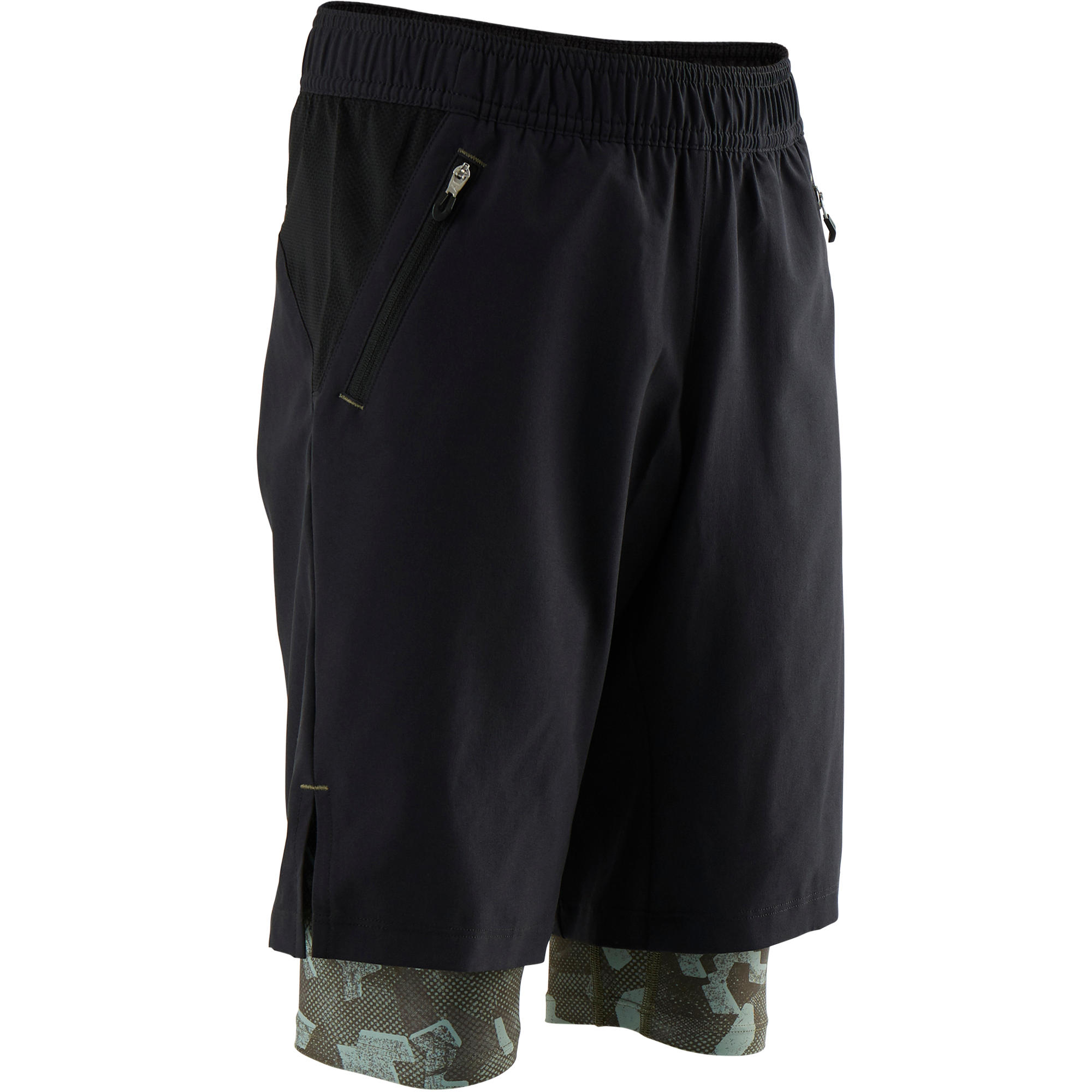 Domyos Short Dubbel Ademend S900 Jongens Gym Kinderen Zwart domyos kopen in de aanbieding