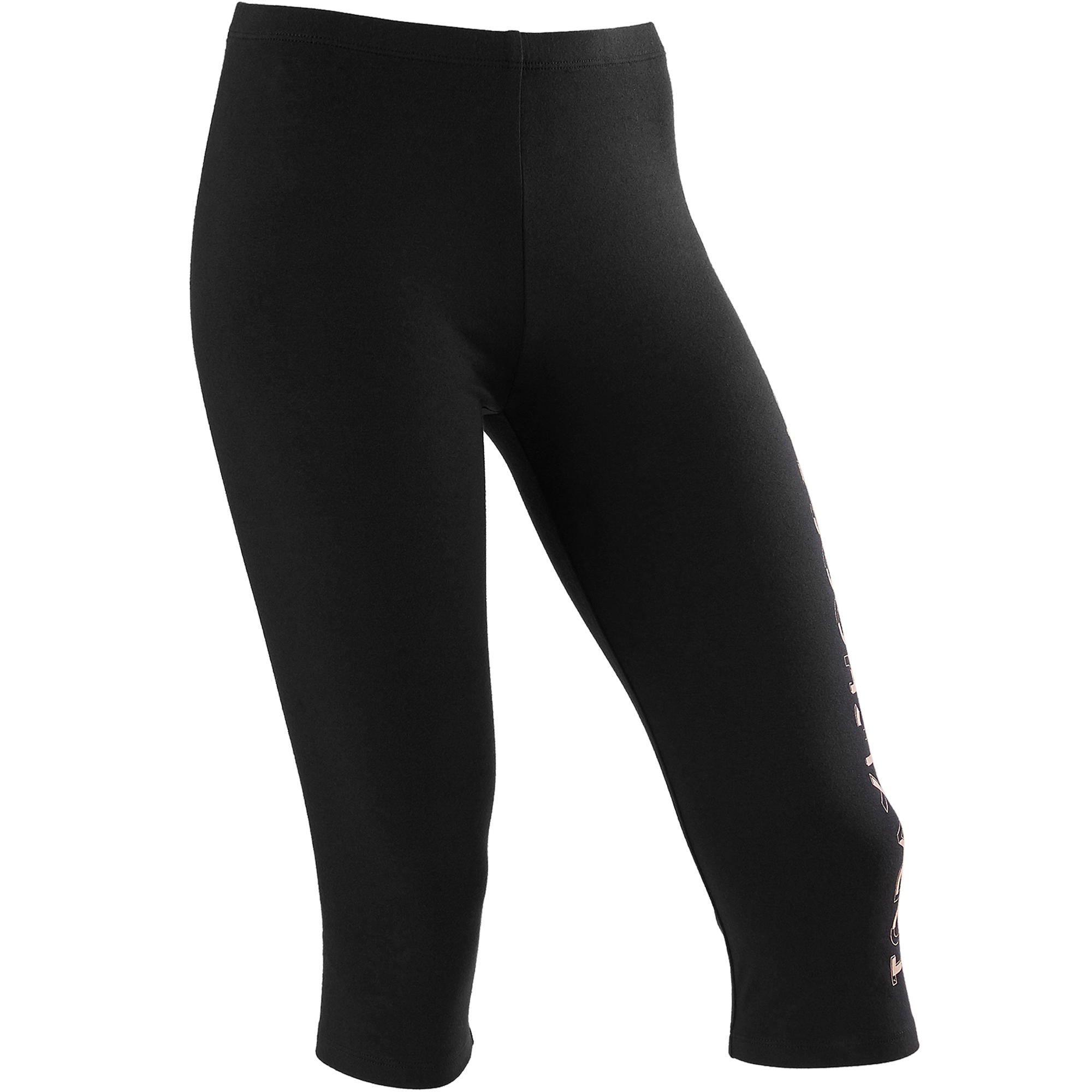 

Girls' Fitness Gym Cropped Leggings 100 - Black Print -  By DOMYOS | Decathlon