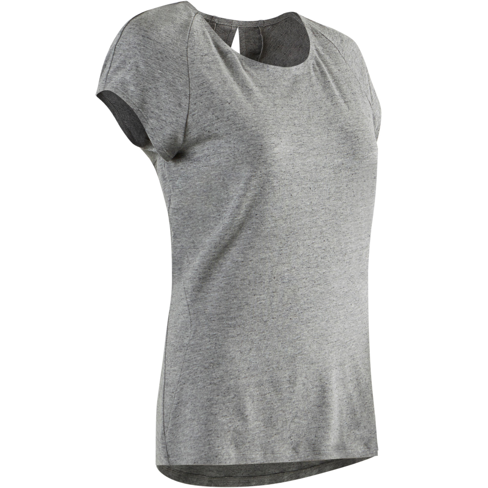Domyos T Shirt 520 Pilates En Lichte Gym Dames Gemeleerd Grijs domyos kopen in de aanbieding