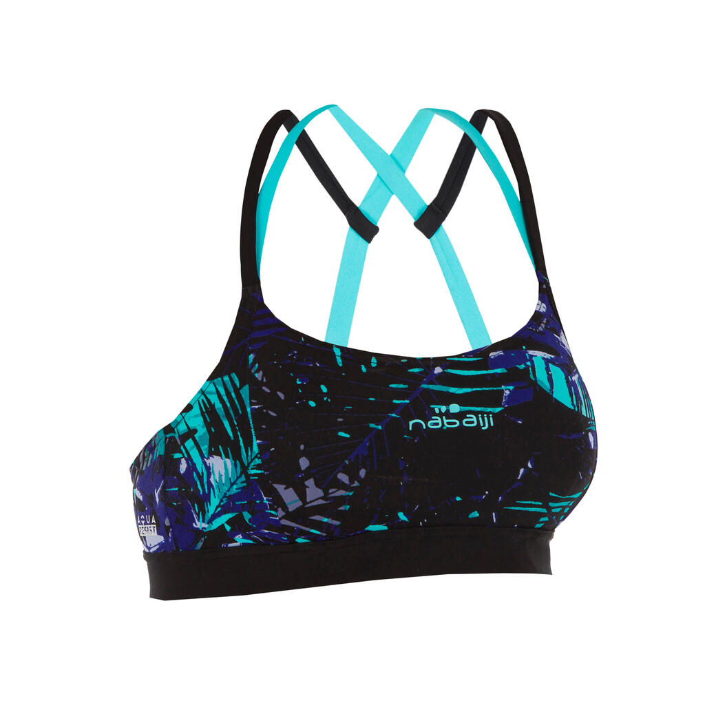 Sportbikini Oberteil Aquafitness Meg Juni Damen schwarz/blau