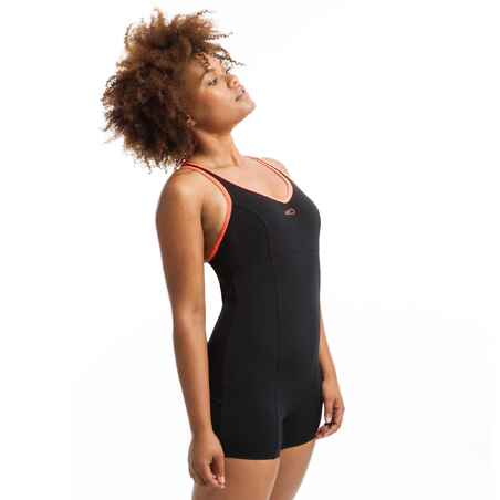 ملابس سباحة Lou بشورت من قطعة واحدة للسيدات للتمارين المائية - سوداء