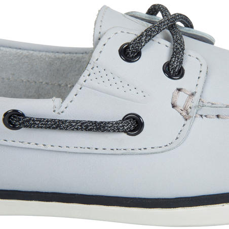 Chaussures bateau en cuir SAILING 500 femme Gris