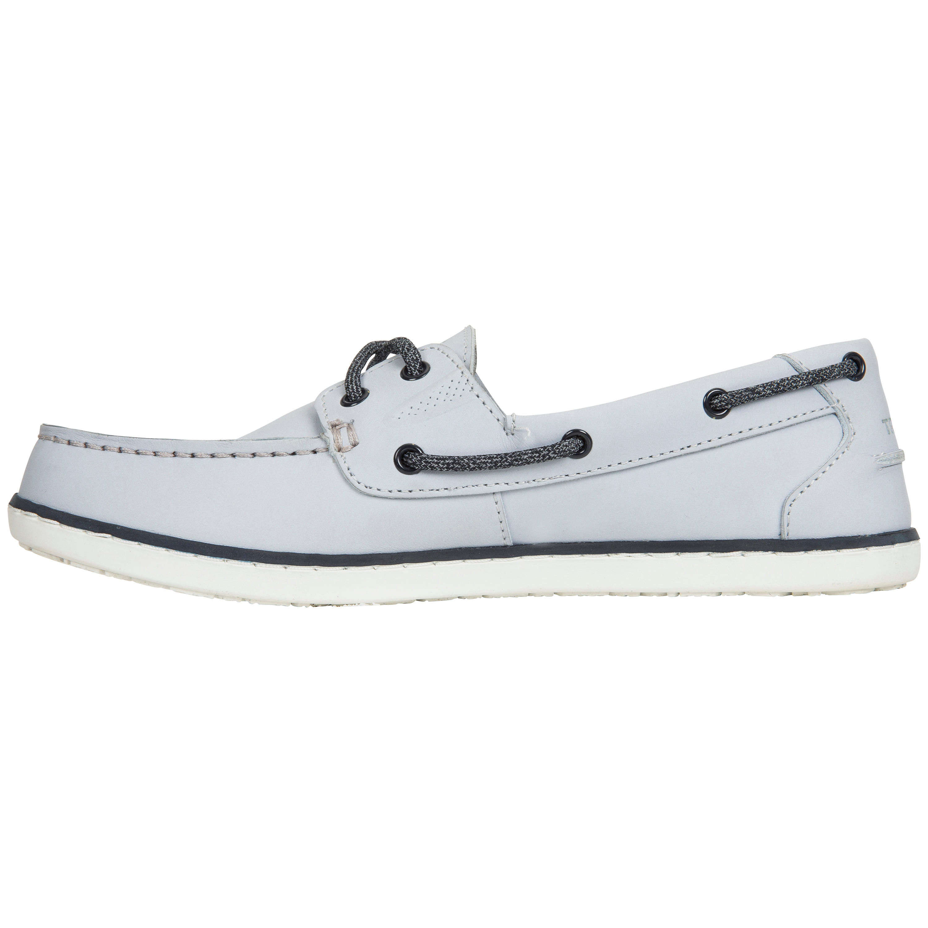 Chaussures bateau en cuir SAILING 500 femme Gris Decathlon