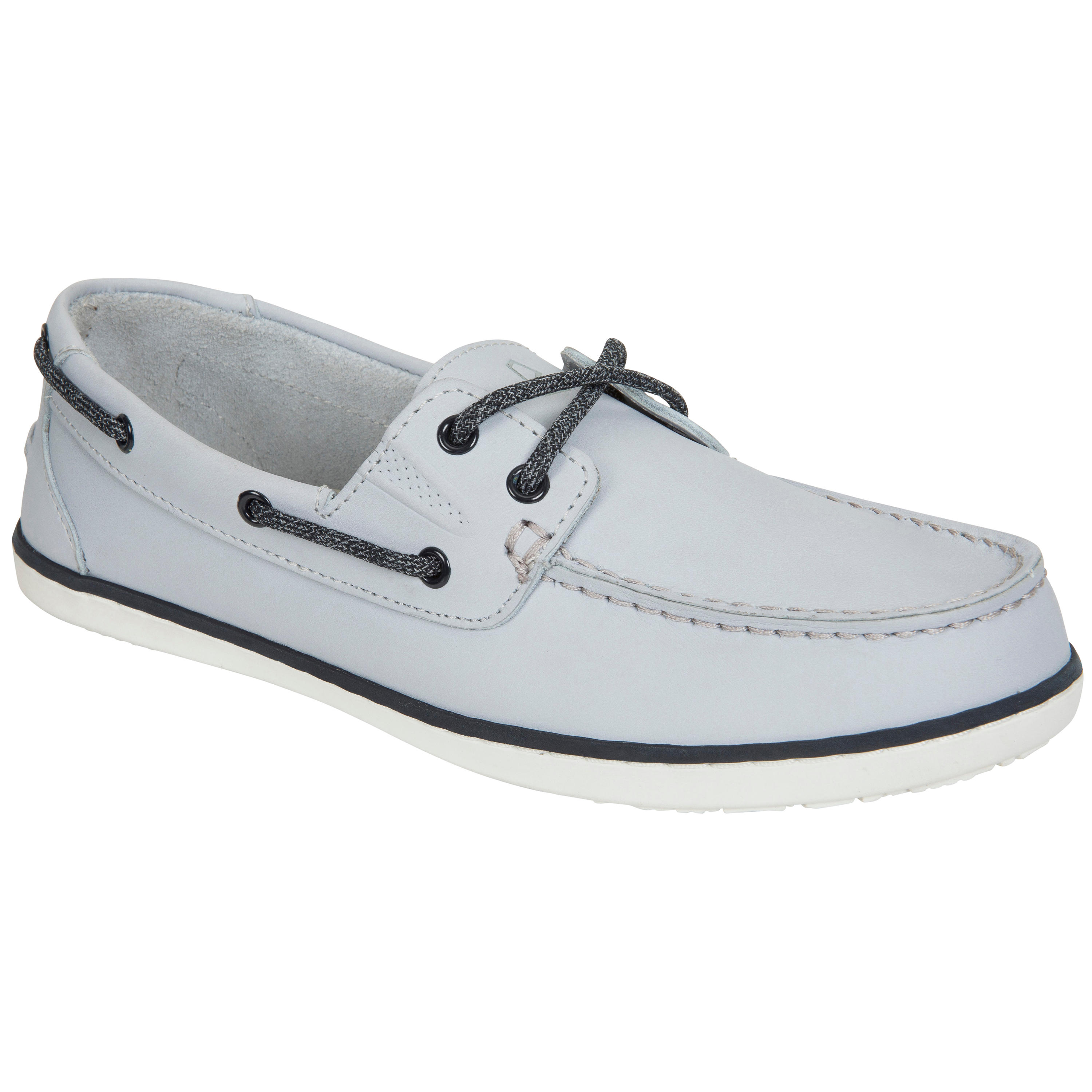 Chaussures bateau en cuir SAILING 500 femme Gris Decathlon