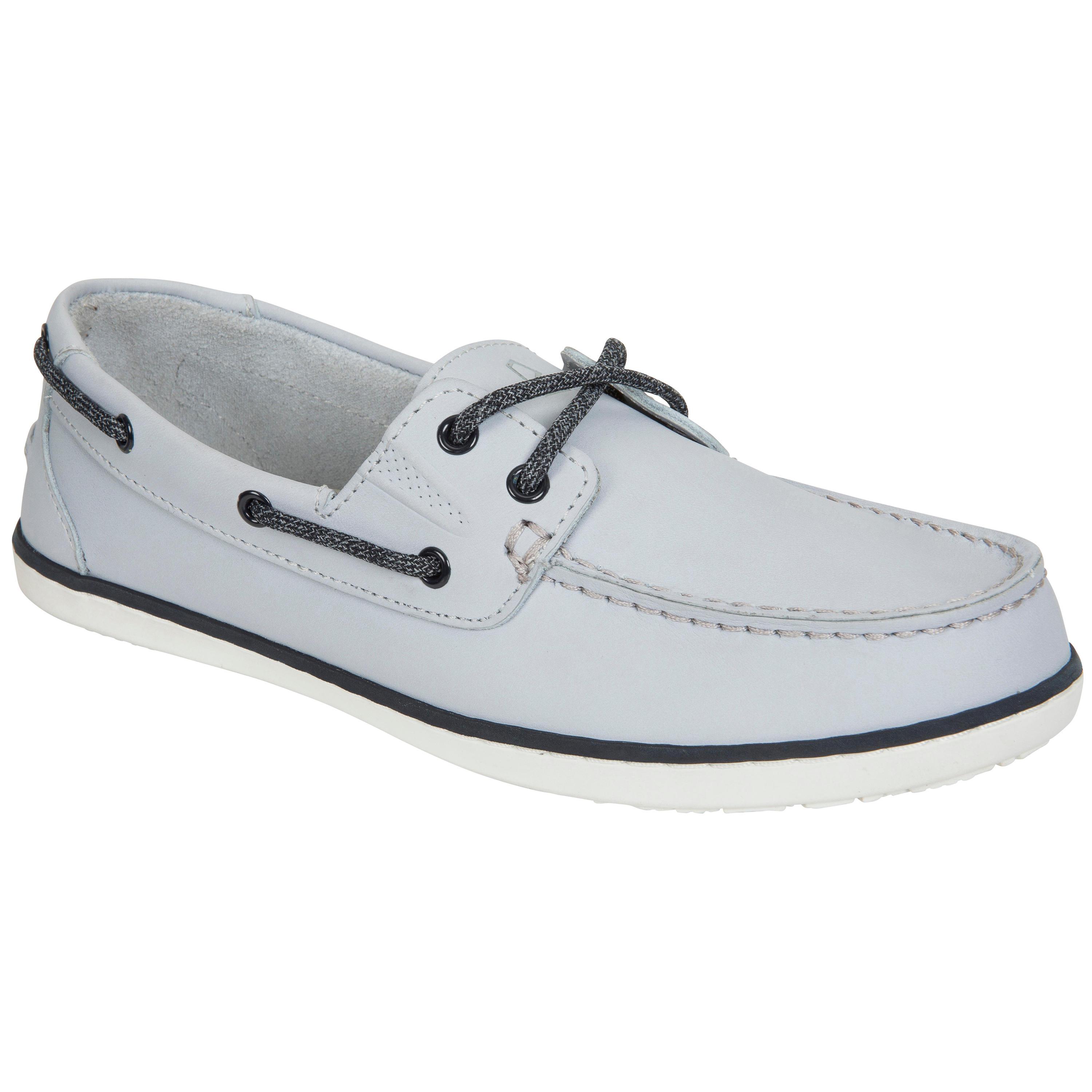 TRIBORD Women’s Leather Sailing Boat Shoes 500 - Grey