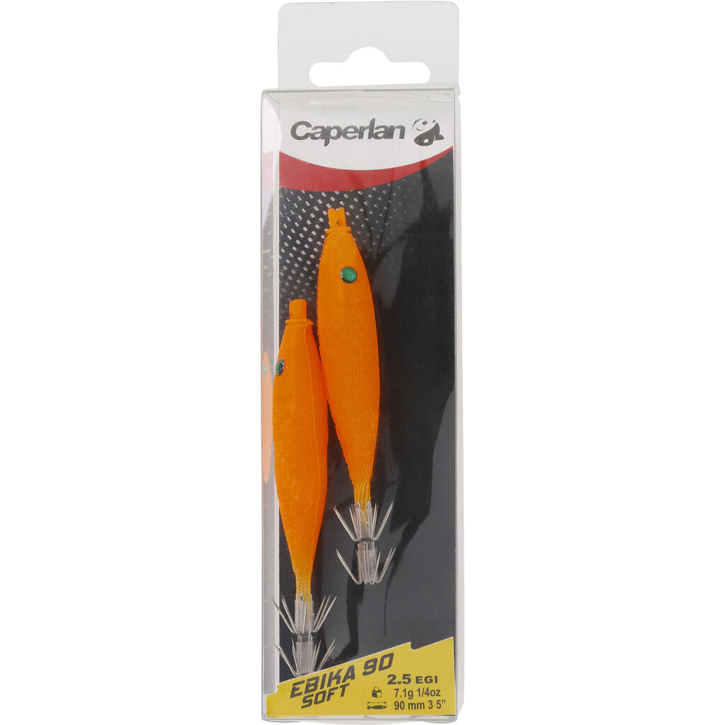 Turlutte EBIKA soft 2.5 90 orange pêche des seiches/calamars