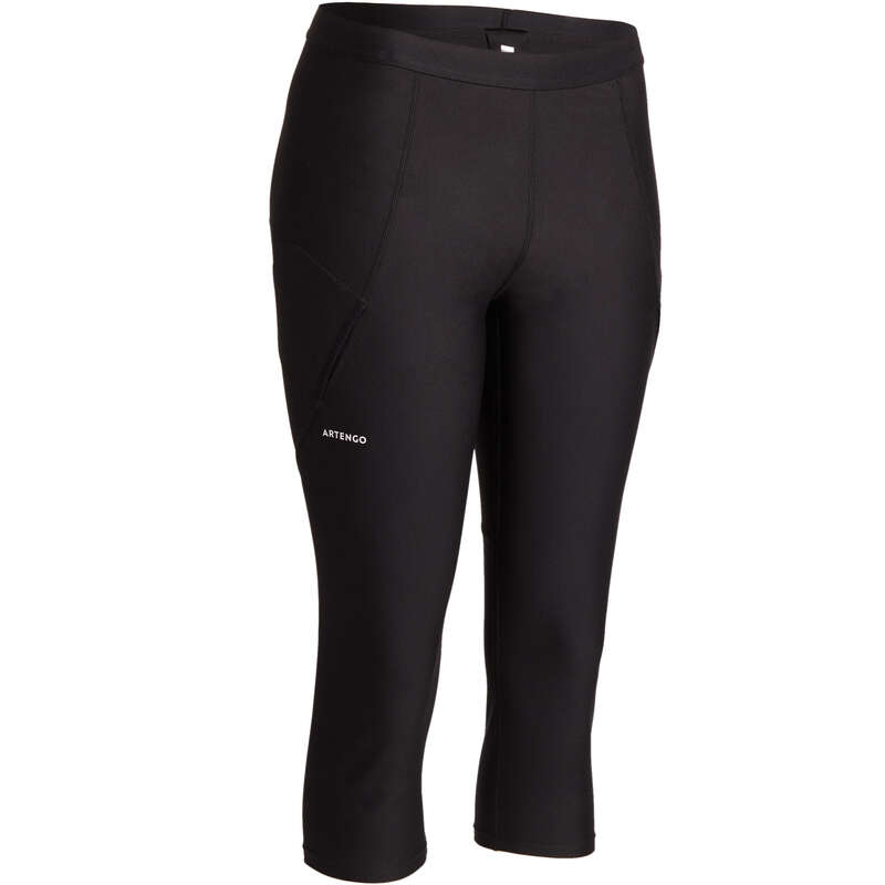 WOMEN WARM CONDITION RACKET SP APAREL - 900 Cropped Bottoms - Black ARTENGO