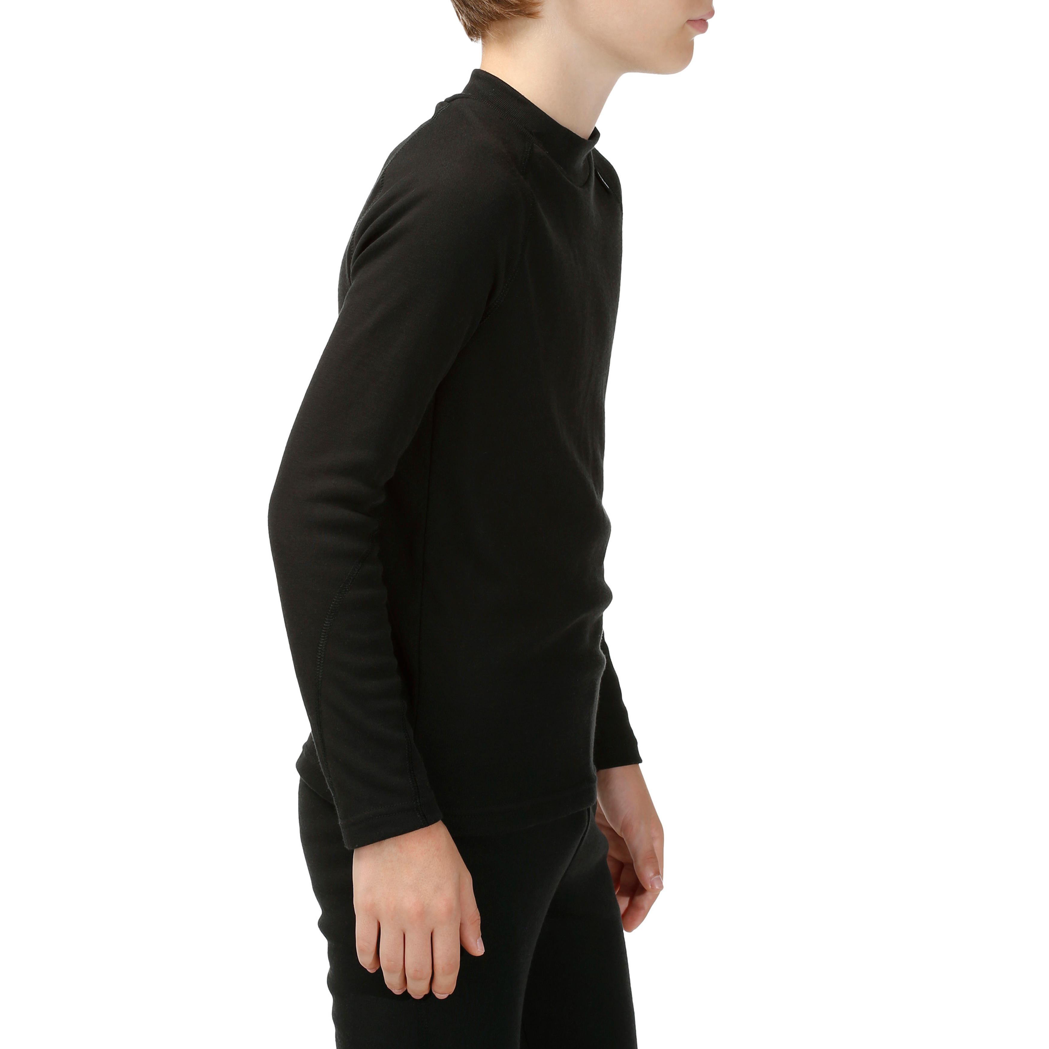 Kids' Ski Base Layer Top - BL 100 Black - WEDZE