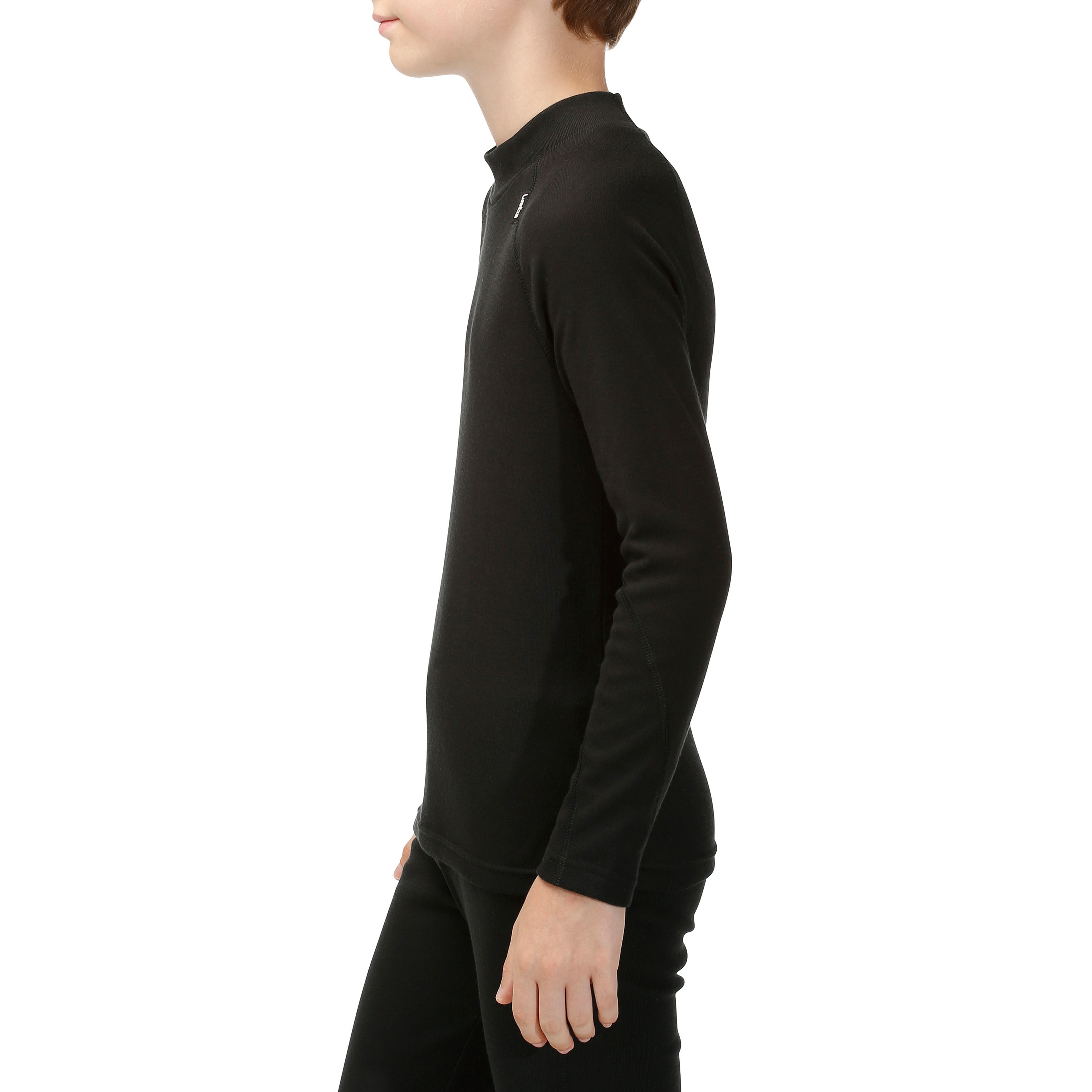 Kids' Ski Base Layer Top - BL 100 Black - WEDZE