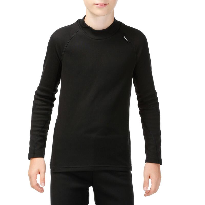 Camiseta interior térmica de esquí Niños 4-14 años Wedze Bl Ski 100 negro