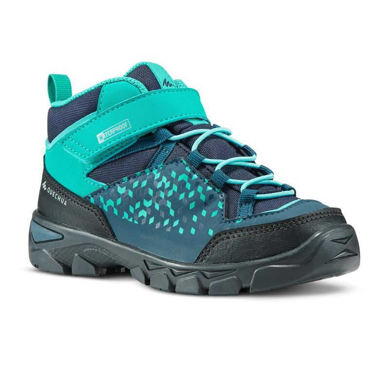 Chaussures imperméables de randonnée - MH120 MID turquoises - enfant 28 AU 34