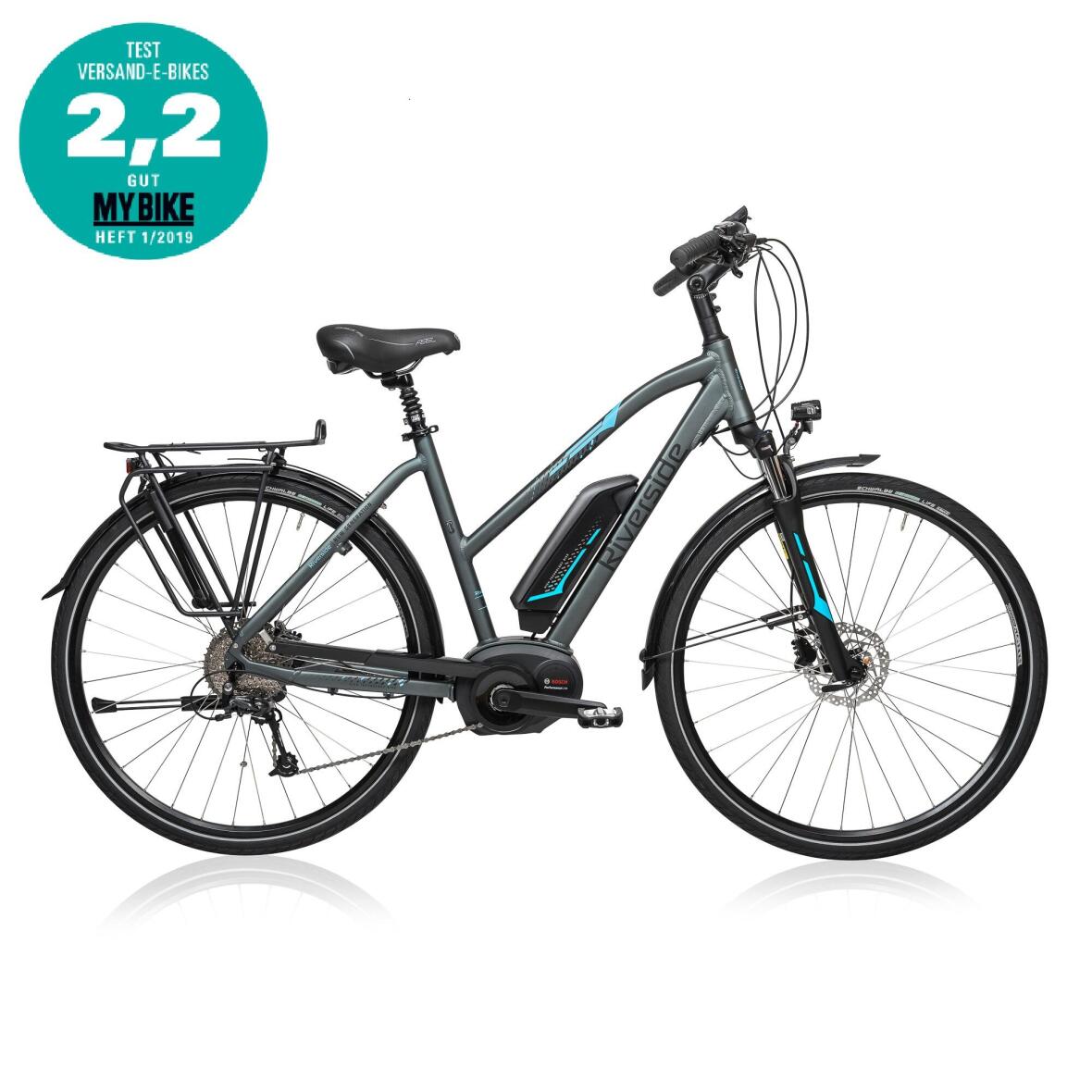 E Bike 28 Trekkingrad Riverside 500 Damen Performance Line 400wh Grau Blau