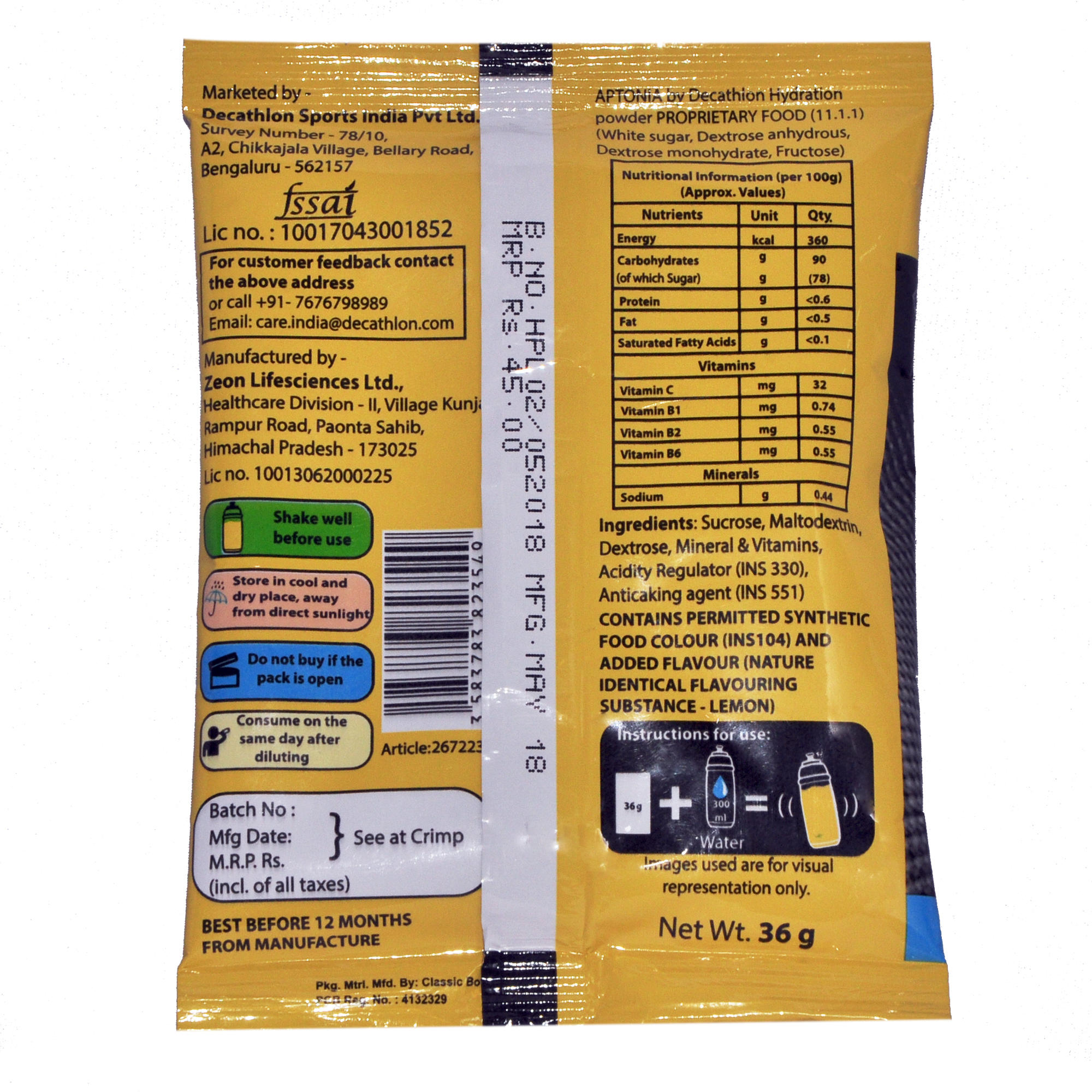 

Hydration Powder lemon 36gm, Yellow