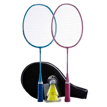 KID BADMINTON RACKET SET STARTER BLUE PINK