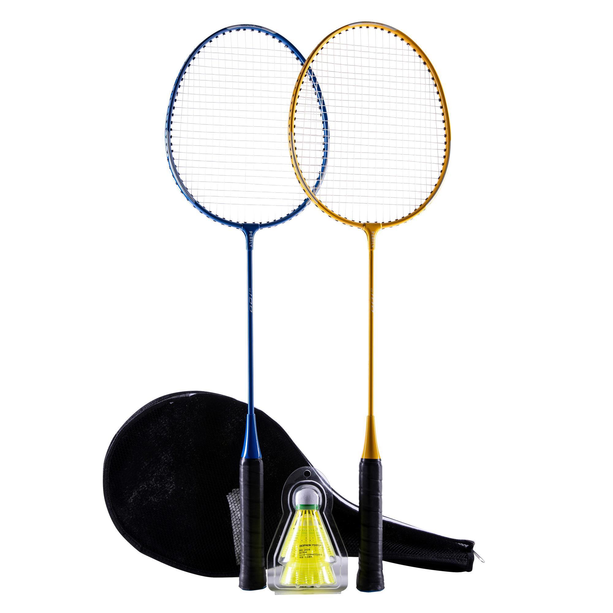 Set Rachete Badminton BR100 Albastru-Galben Adulţi