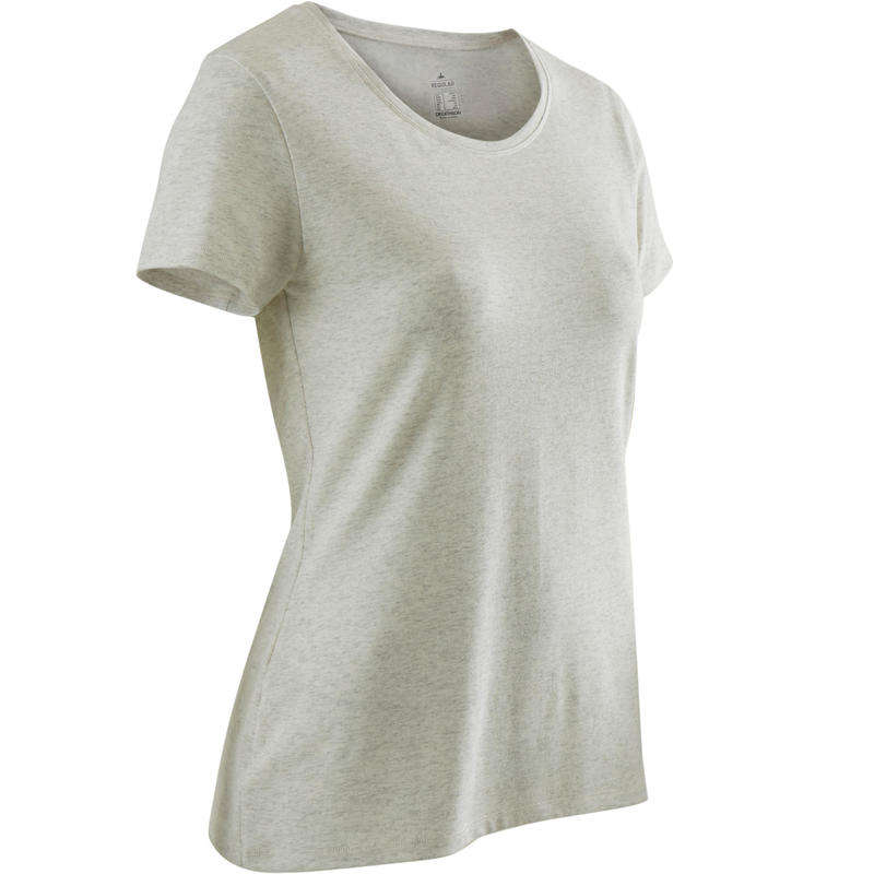 T-shirt Sport Pilates Gym Douce Femme 500 Rég Blanc Imprimé T-shirt Sport Pilates Gym Douce Femme 500 Rég Blanc Imprimé