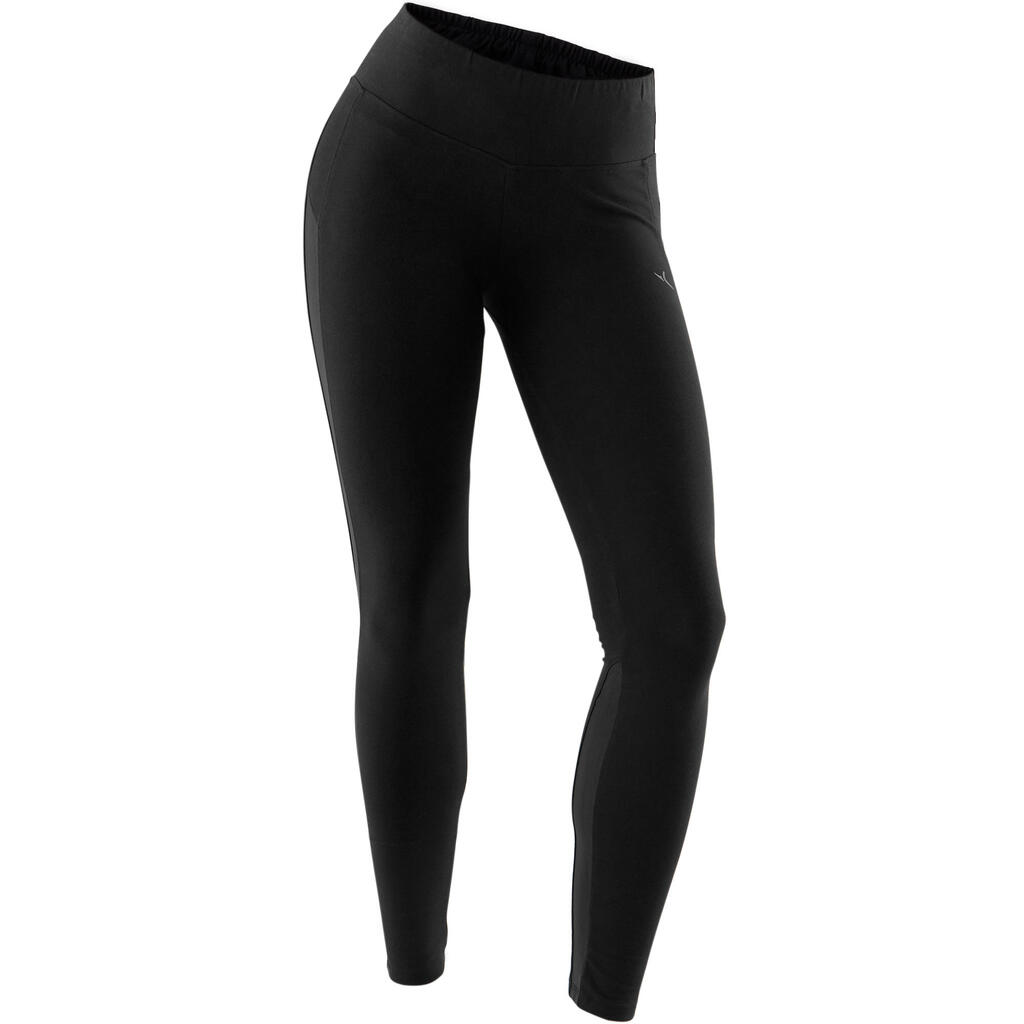 Legging sport taille haute 520 femme en coton noir