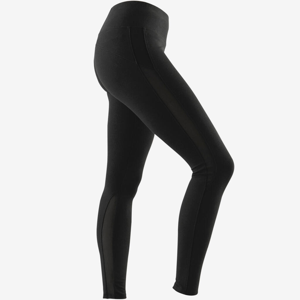 Legging sport taille haute 520 femme en coton noir