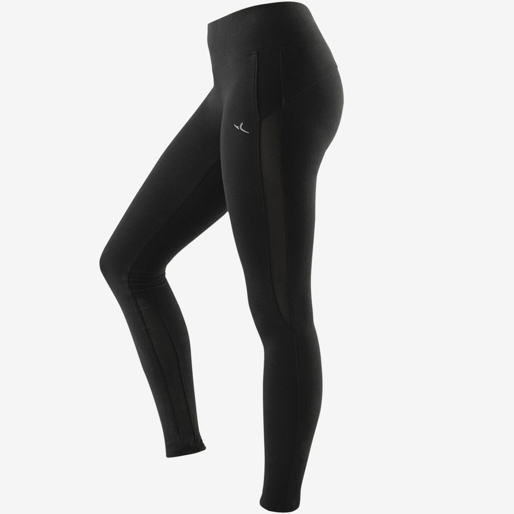 Legging sport taille haute 520 femme en coton noir