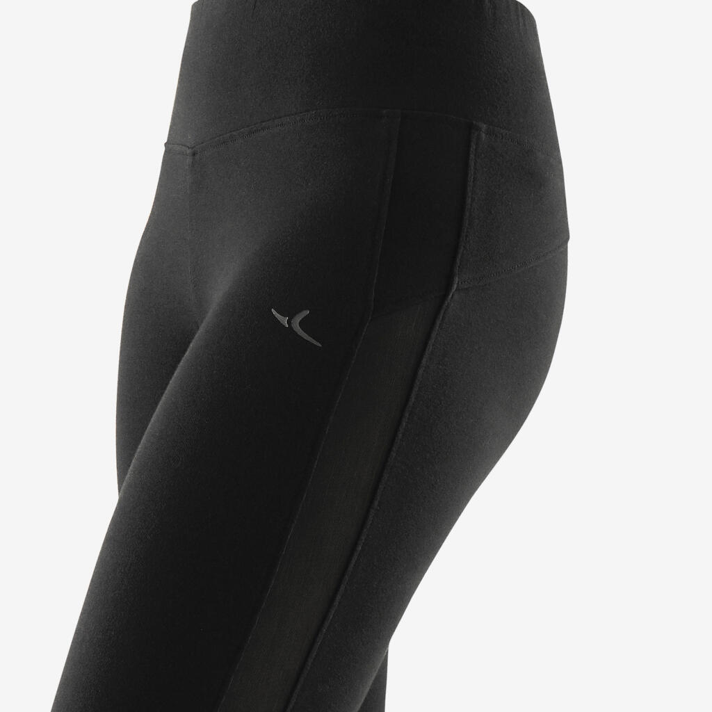 Legging sport taille haute 520 femme en coton noir