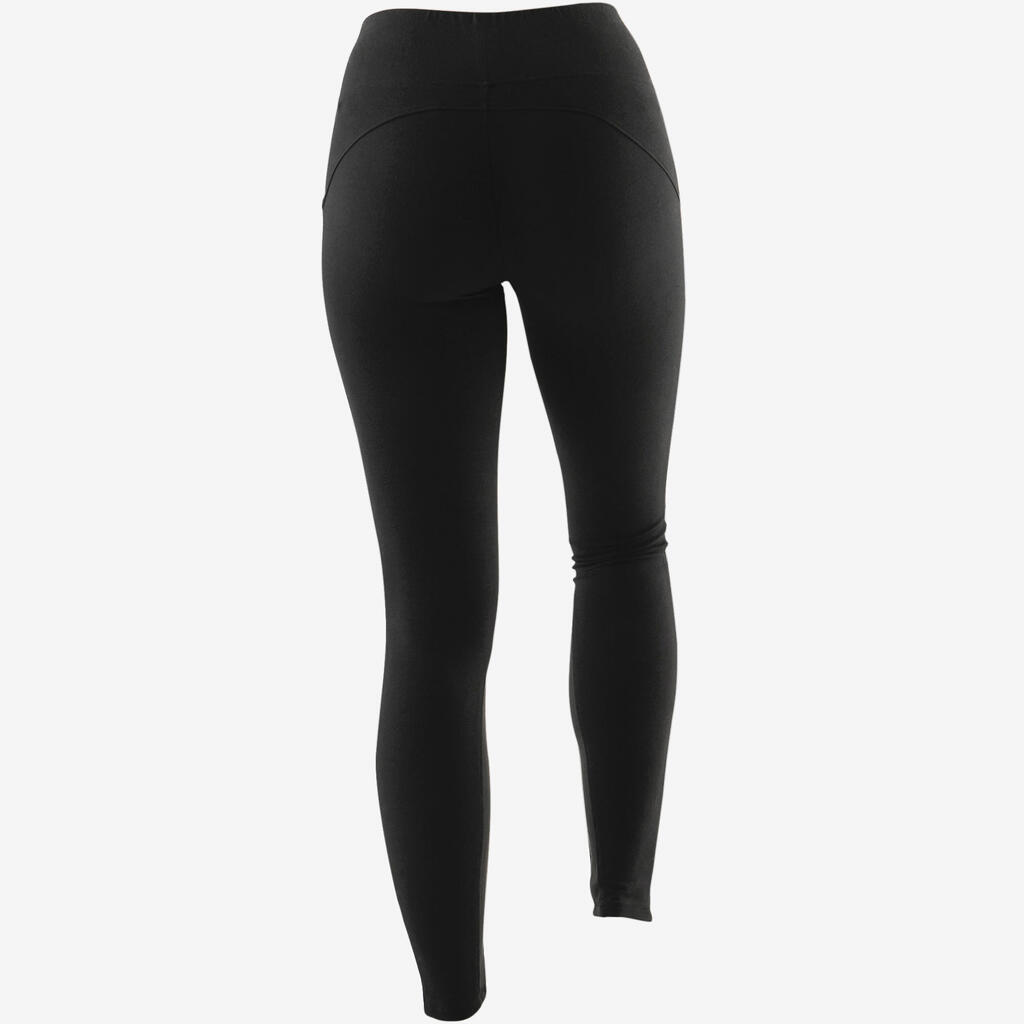 Legging sport taille haute 520 femme en coton noir