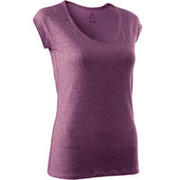 MAJICA KRATKIH RUKAVA 500 PILATES & GENTLE GYM SLIM-FIT ŽENSKA TAMNO RUŽIČASTA