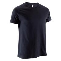 Men's Short-Sleeved Fitted-Cut Crew Neck Cotton Fitness T-Shirt Sportee - Black