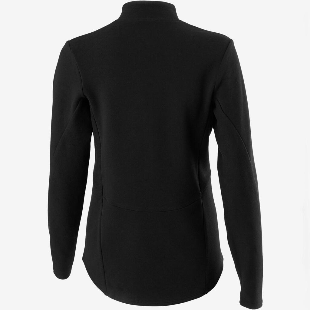 Women's Fitted High Neck Zipped Sweatshirt With Pocket 520 - Black