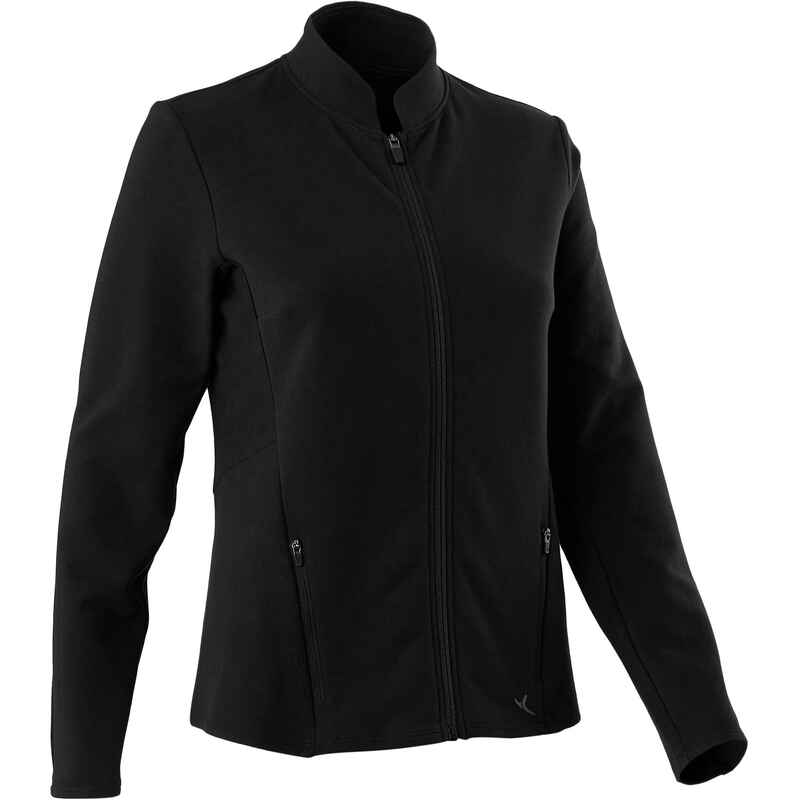 Women's Fitted High Neck Zipped Sweatshirt With Pocket 520 - Black