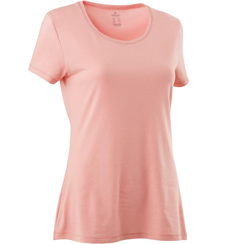 500 Women's Regular-Fit Pilates & Gentle Exercise T-Shirt - Light Pink 500 Women's Regular-Fit Pilates & Gentle Exercise T-Shirt - Light Pink