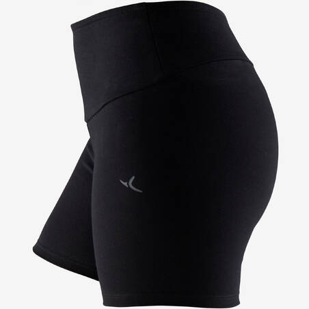 Women's Pilates & Gentle Gym Slim-Fit Shaping Shorts 900 - Black