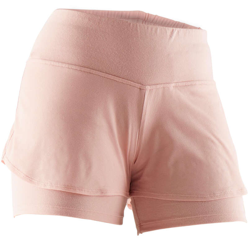 WOMAN T SHIRT LEGGING SHORT Pilates - Gym Shorts 520 - Pink DOMYOS - Pilates Clothes