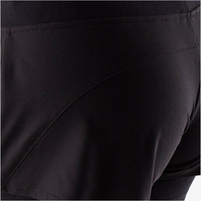 Women's Fitness 2-in-1 Cotton Shorts and Undershorts - Black