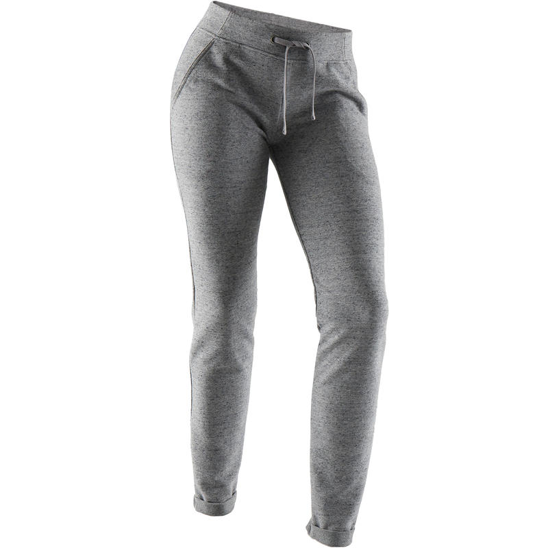 Pantalon 500 ajusté pilates et gym douce femme gris Pantalon 500 ajusté pilates et gym douce femme gris